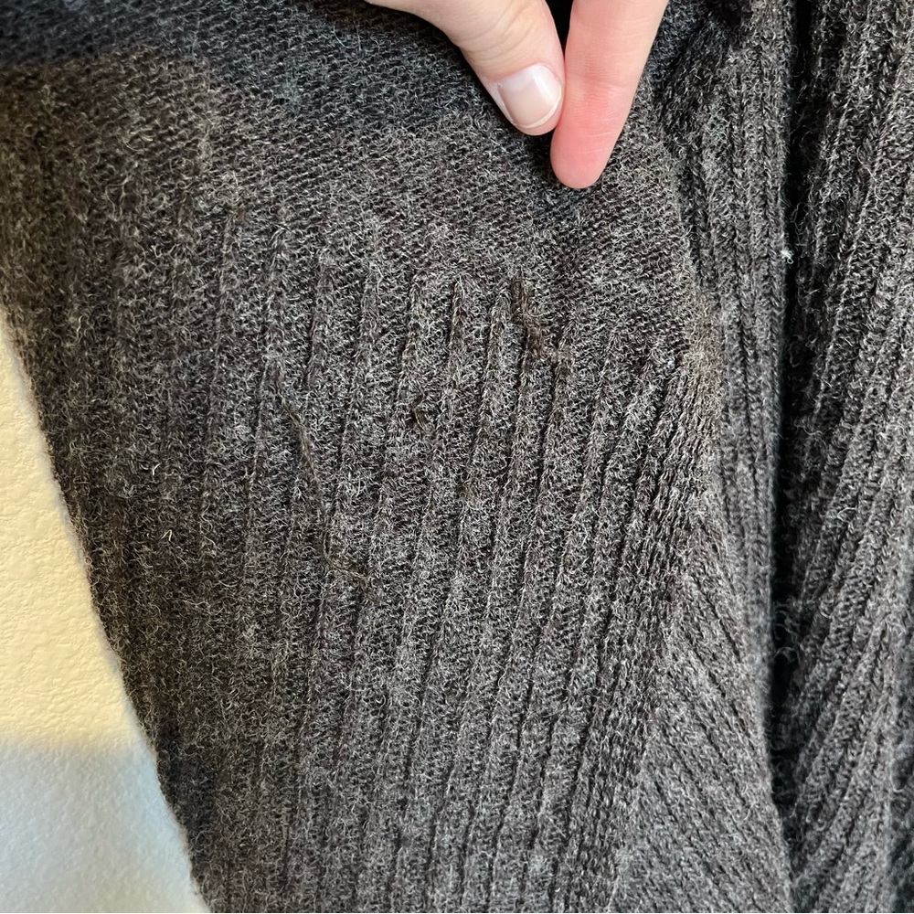 Chicos Wool Blend Poncho Sweater One Size Chocolate Brown Cozy Warm Lagenlook - Picture 6 of 13